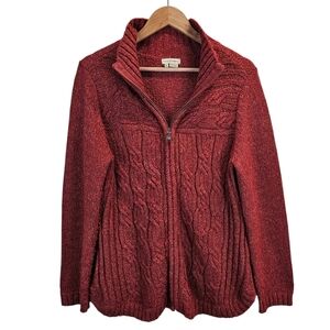 Royal Robbins Wool Blend Zip Cardigan XL Cranberry Cable Knit Cabincore Casual